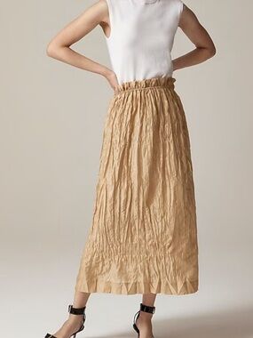 NWT J. Crew Crinkled gathered-waist skirt size XS Camel